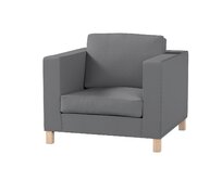 Dekoria Potah na křesko IKEA Karlanda, krátký, tmavě šedá, Potah na křeslo Karlanda, Teddy, 702-83