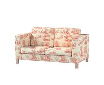 Dekoria Potah na pohovku IKEA Karlanda 2-místná, krátký, pozadí režné, červené postavy, pohovka Karlanda 2-místná, Avignon, 132-15