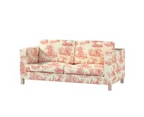 Dekoria Potah na pohovku IKEA Karlanda rozkládací, krátký, pozadí režné, červené postavy, pohovka Karlanda rozkládací, Avignon, 132-15