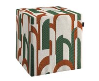 Dekoria Sedák Cube - kostka pevná 40x40x40, zeleno-červená, 40 x 40 x 40 cm, Cosy Home, 145-11
