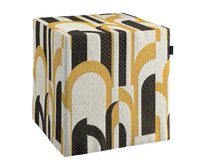 Dekoria Sedák Cube - kostka pevná 40x40x40, černá a žlutá, 40 x 40 x 40 cm, Cosy Home, 145-08