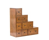 Dekoria Regál Zen brown, 7 zásuvek 88x35x88cm, 88 x 35 x 88 cm