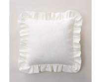 Dekoria Potah na polštář Paula s volánem, bílá, 45 x 45 cm, Linen, 392-04