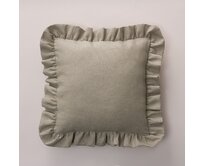 Dekoria Potah na polštář Paula s volánem, šedo-béžová, 45 x 45 cm, Linen, 159-15