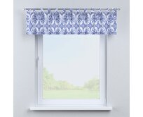Dekoria Krátký závěs na poutkách, modré vzory na bílém pozadí, 130 x 40 cm, Aria, 145-17