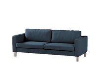 Dekoria Potah na pohovku IKEA Karlstad 3-místná, nerozkládací, krátký, šedo-modrá, pohovka Karlstad 3-místná, Etna, 705-30