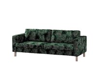 Dekoria Potah na pohovku IKEA Karlstad 3-místná, nerozkládací, krátký, stylizované palmové listy na zeleném podkladu, pohovka Karlstad 3-místná, Velvet, 704-21
