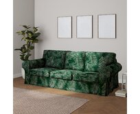Dekoria Potah na pohovku IKEA Ektorp 3-místná rozkládací, NOVÝ MODEL 2013, stylizované palmové listy na zeleném podkladu, Ektorp 3-m rozkládací, od 2013, Velvet, 704-21