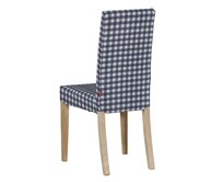 Dekoria Potah na židli IKEA Harry, krátký, tmavě modrá - bílá střední kostka, židle Harry, Quadro, 136-01