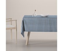 Dekoria Ubrus obdélníkový, tmavě modrá - bílá střední kostka, Quadro, 136-01