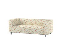 Dekoria Potah na pohovku IKEA Klippan 2-místná, na blankytném podkladu červené, žluté a bílo-šedé květy, pohovka Klippan 2-místná, Londres, 143-89