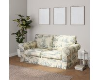 Dekoria Potah na pohovku IKEA Ektorp 2-místná rozkládací  NOVÝ MODEL 2012, pozadí režné, světle modré postavy, Ektorp 2-m rozkl. od 2012, Avinon, 132-66