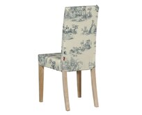 Dekoria Potah na židli IKEA Harry, krátký, pozadí režné, světle modré postavy, židle Harry, Avinon, 132-66