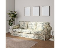 Dekoria Potah na pohovku IKEA  Ektorp 3-místná, nerozkládací, pozadí režné, světle modré postavy, pohovka Ektorp 3-místná, nerozkládací, Avinon, 132-66