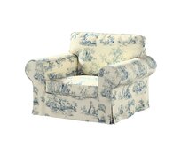 Dekoria Potah na křeslo IKEA Ektorp, pozadí režné, světle modré postavy, křeslo Ektorp, Avinon, 132-66