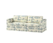 Dekoria Potah na pohovku IKEA  Karlstad 3-místná, nerozkládací, dlouhý, pozadí režné, světle modré postavy, pohovka Karlstad 3-místná, Avinon, 132-66