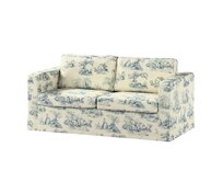 Dekoria Potah na pohovku IKEA  Karlstad 2-místná , nerozkládací, dlouhý, pozadí režné, světle modré postavy, pohovka Karlstad 2-místná, Avinon, 132-66