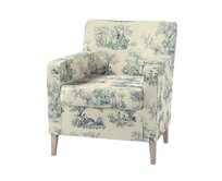 Dekoria Potah na křeslo IKEA Karlstad, pozadí režné, světle modré postavy, Potah na křeslo Karlstad, Avinon, 132-66