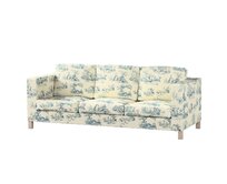 Dekoria Potah na pohovku IKEA Karlanda 3-místná nerozkládací, krátký, pozadí režné, světle modré postavy, pohovka Karlanda 3-místná, Avinon, 132-66
