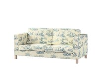 Dekoria Potah na pohovku IKEA Karlanda rozkládací, krátký, pozadí režné, světle modré postavy, pohovka Karlanda rozkládací, Avinon, 132-66