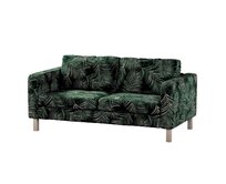 Dekoria Potah na pohovku IKEA Karlstad 2-místná, nerozkládací, krátký, stylizované palmové listy na zeleném podkladu, pohovka Karlstad 2-místná, Velvet, 704-21