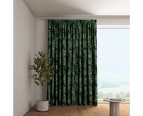 Dekoria Závěs s řasící páskou, stylizované palmové listy na zeleném podkladu, Velvet, 704-21