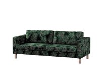Dekoria Potah na pohovku IKEA Karlstad, 3-místná, rozkládací, stylizované palmové listy na zeleném podkladu, Potah na Karlstad, 3-místná, rozkládací, Velvet, 704-21