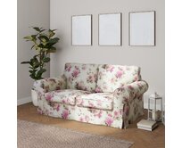 Dekoria Potah na pohovku IKEA Ektorp 2-místná, nerozkládací, růžovo - béžové růže na krémovém pozadí, pohovka Ektorp 2-místná, Londres, 141-07