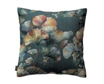 Dekoria Kinga - potah na polštář jednoduchý, listy jinanu na tmavě modrém podkladu, 43 x 43 cm, Botanic Viscose, 145-24