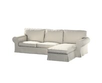 Dekoria Potah na pohovku IKEA Ektorp 2-místná s lenoškou, stříbrošedá, pohovka 2-míst. + šezlong, Cotton Panama, 702-45
