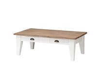 Dekoria Stolek - lavice Milton white&natural 130x75x45cm, 130 x 75 x 45 cm