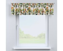 Dekoria Krátký závěs na řasící pásce, vícebarevné květy na bílém podkladu, 390 x 40 cm, Botanic Viscose, 145-18