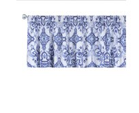 Dekoria Krátký závěs na řasící pásce, modré vzory na bílém pozadí, 260 x 40 cm, Aria, 145-17