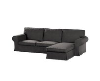 Dekoria Potah na pohovku IKEA Ektorp 2-místná s lenoškou, grafitová, pohovka 2-míst. + šezlong, Etna, 705-35
