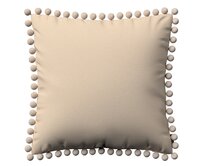 Dekoria Věra - potah na polštář ozdobné bambulky po obvodu, béžová, 45 x 45 cm, Living, 106-17