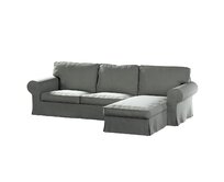 Dekoria Potah na pohovku IKEA Ektorp 2-místná s lenoškou, šedá, pohovka 2-míst. + šezlong, Living Velvet, 704-58