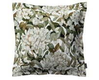 Dekoria Mona - potah na polštář hladký lem po obvodu, zelené listy na bílém podkladu, 45 x 45 cm, Botanic Viscose, 145-20