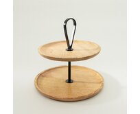 Dekoria Dvoupodlažní dřevěná mísa Kabir 34x35 cm, 34x34x35 cm