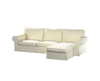 Dekoria Potah na pohovku IKEA Ektorp 2-místná s lenoškou, smetanově bílá, pohovka 2-míst. + šezlong, Velvet, 704-36