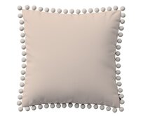 Dekoria Věra - potah na polštář ozdobné bambulky po obvodu, světle béžová, 45 x 45 cm, Crema, 144-65