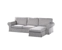 Dekoria Potah na pohovku IKEA Ektorp 2-místná s lenoškou, béžová a modrá, pohovka 2-míst. + šezlong, Living II, 162-23