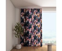 Dekoria Závěs s řasící páskou, barevné květy na tmavém podkladu, Flowers, 161-02