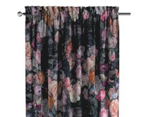 Dekoria Závěs s tunýlkem a volánkem, barevné květy na tmavém podkladu, Flowers, 161-02