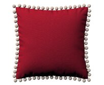 Dekoria Věra - potah na polštář ozdobné bambulky po obvodu, tmavě červená , 45 x 45 cm, Etna, 705-60
