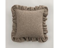 Dekoria Potah na polštář Paula s volánem, tmavě béžová melanž, 45 x 45 cm, Boucle Mist, 145-45