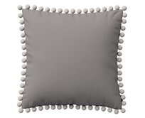 Dekoria Věra - potah na polštář ozdobné bambulky po obvodu, tmavě bežová, 45 x 45 cm, Boucle Teddy, 702-82