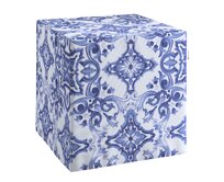 Dekoria Sedák Cube - kostka pevná 40x40x40, modré vzory na bílém pozadí, 40 x 40 x 40 cm, Aria, 145-17