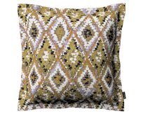 Dekoria Mona - potah na polštář hladký lem po obvodu, béžovo-olivová, 45 x 45 cm, Cosy Home, 145-37