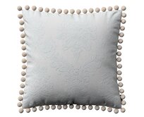 Dekoria Věra - potah na polštář ozdobné bambulky po obvodu, světle šedá, 45 x 45 cm, Damasco, 613-81