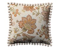 Dekoria Věra - potah na polštář ozdobné bambulky po obvodu, béžová, 45 x 45 cm, Intenso Premium, 144-27